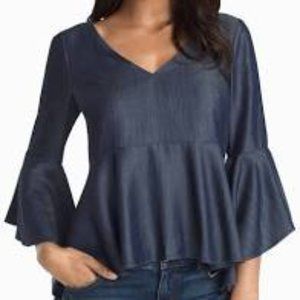 White House Black Market Denim Empire Blouse 917